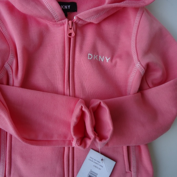SIZE 5. NWT. DKNY girl’s pink hooded sweatshirt. - Picture 8 of 8